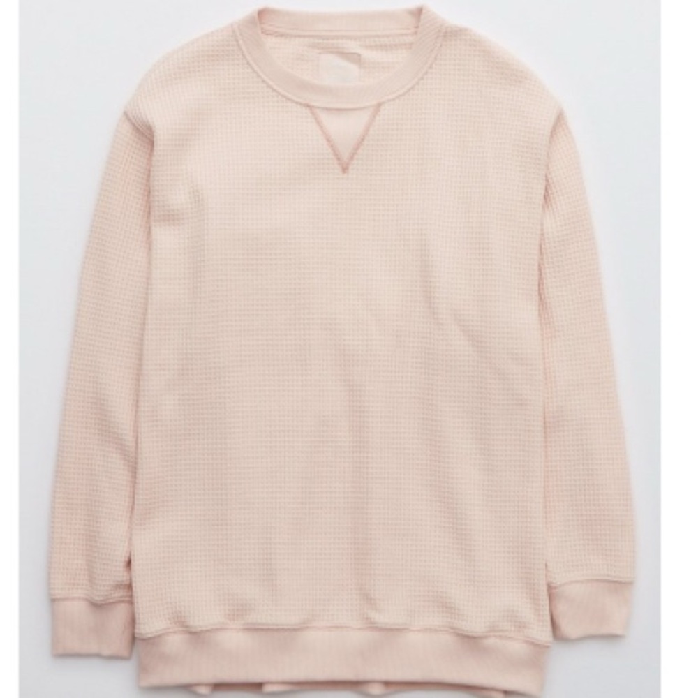 Aerie The Sweat Waffle Crew Neck Light Pink Women's Sweatshirt